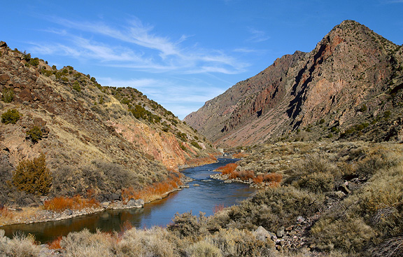 The Rio Grande yesterday, meandering through the gorge south of Taos, New Mexico