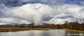 2011 April 11  A mountain storm moving through ...  a scene along the Rio Pueblo in Taos, NM