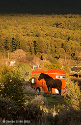 2015 April 19: My neighbor's horse, and his traler ... evening in San Cristobal