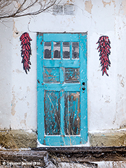 2016 January 08: Blue door and chili trompe l'oeil