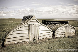 2007 July 17, Storage sheds on the Holy Island of Lindisfarne on the north coast of England