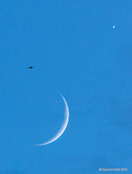2015 July 19: Crescent moon, Venus and a jet plane, San Cristobal, NM