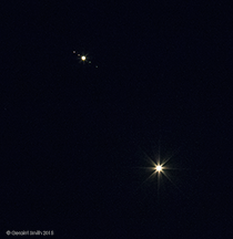 2015 June 30: Venus and Jupiter with four of its moons