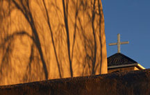 Evening light on St Francis church Ranchos de Taos, NM