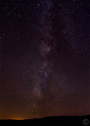 2012 October 16, The Milkyway and the lights of Santa Fe and a satellite in the top left corner of the photo