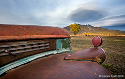 2015 October 30: The classic GMC truck at Overland Ranch has been moved so it has a new view of Taos Mountain  ... old age pays off
