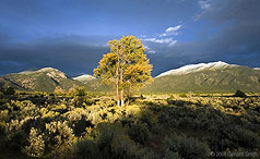 First snow on the peaks on the first day of autumn in Arroyo Seco, NM