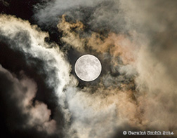 2014 September 15  September's Harvest supermoon seen  from San Cristobal, NM last week clouds skies moonlight