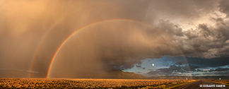 2016 September 15: Harvest moonrise under the rainbow, Taos, NM
